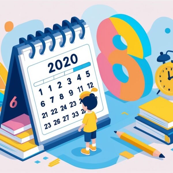 Criança ao lado de um calendário e o número seis, representando a idade em 2026.